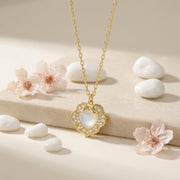 White Heart Gemstone Necklace – sterling silver necklace, side detail