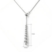 Graduated Bead Lariat Necklace – sterling silver necklace, close-up