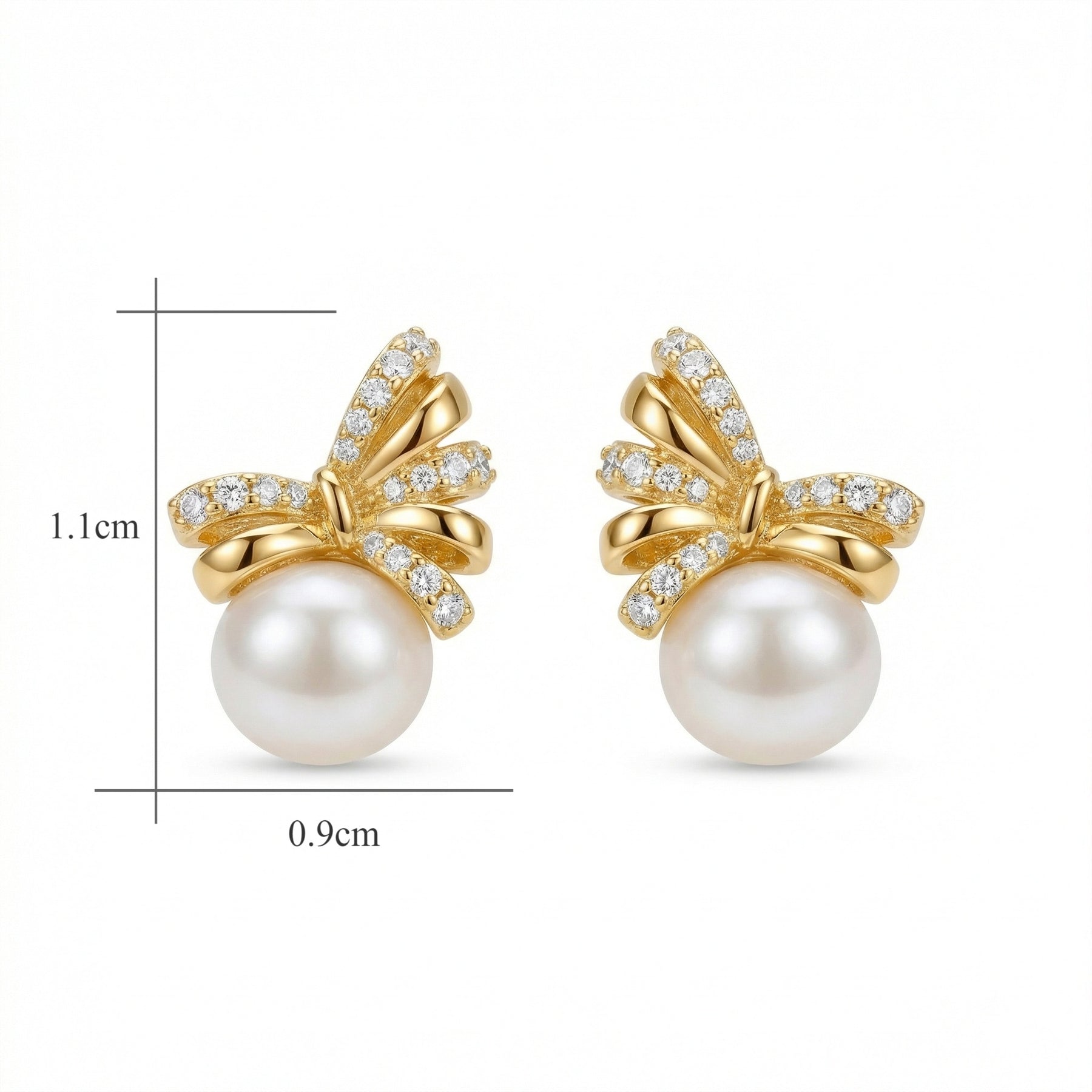 Pearl Bow Crystal Stud Earrings – pearl earrings
