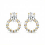 Oval Halo Drop Stud Earrings – sterling silver earrings, side detail
