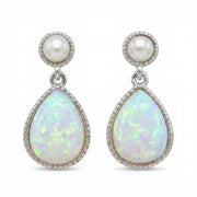 Opal and Pearl Teardrop Drop Earrings – pearl earrings