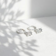 Celestial Star Dangle Hoop Earrings – sterling silver earrings, close-up