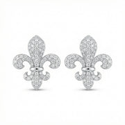 Fleur-de-Lis Pavé Stud Earrings – sterling silver earrings, side detail