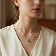 Jade Flower Pendant Necklace – jade necklace, close-up