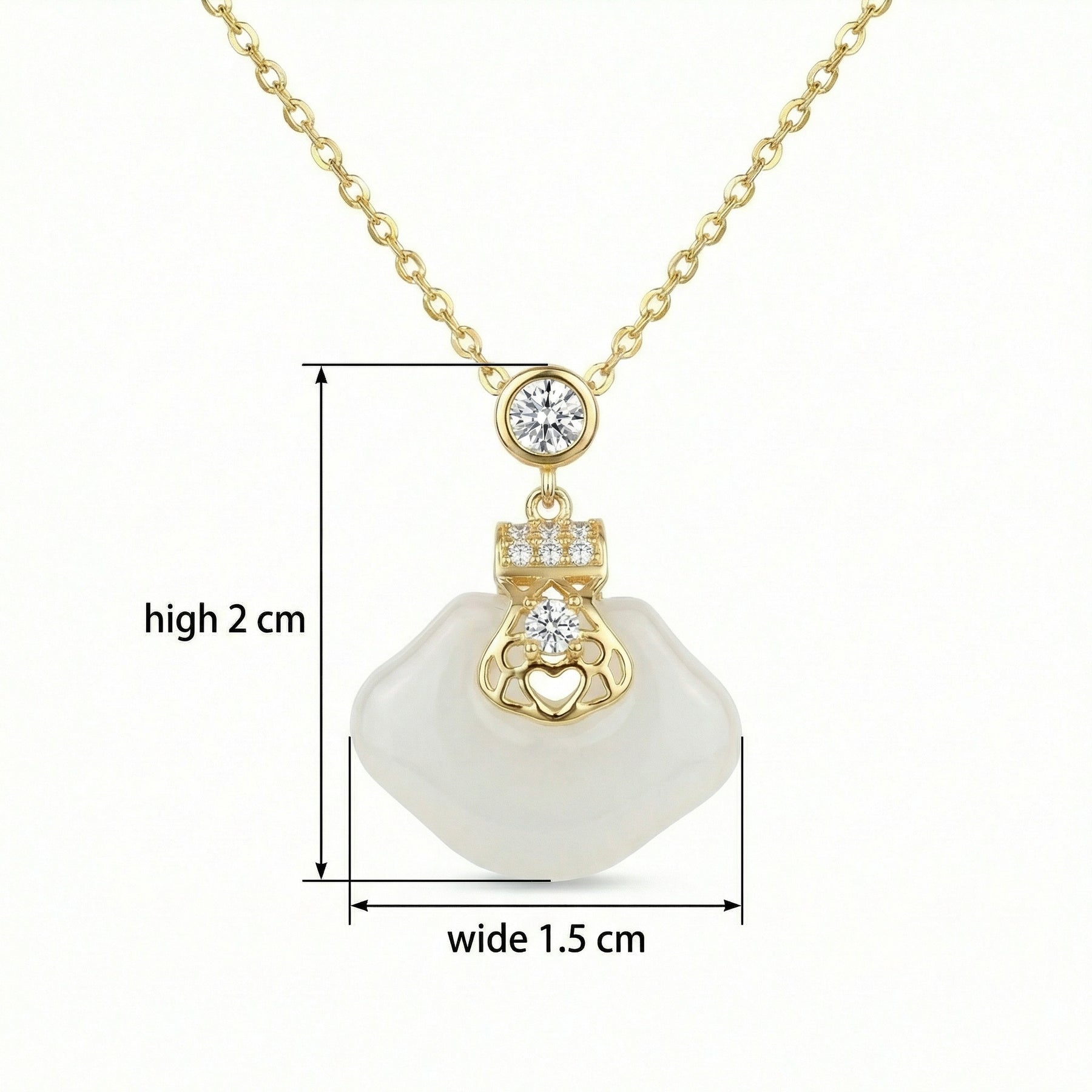 Organic White Gemstone Pendant Necklace – sterling silver necklace, front view