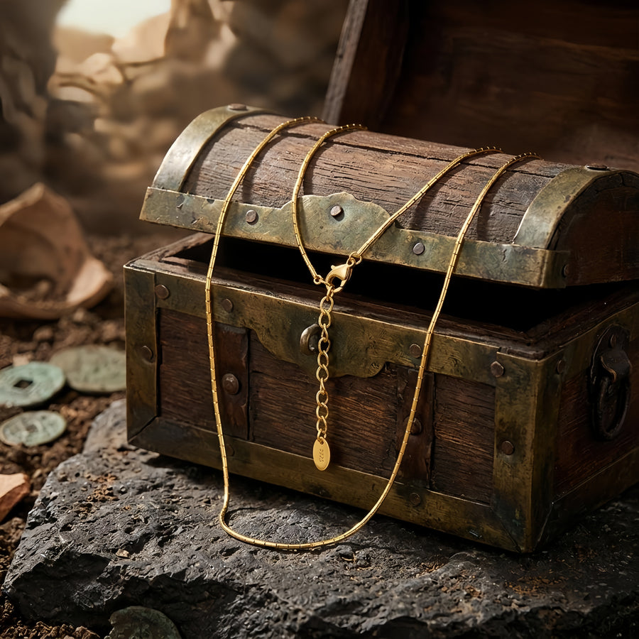 Gold-Plated Chain Necklace with Charm – gold-plated necklace, front view