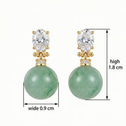 Jadeite Sphere Oval Accent Drops – jade earrings, side detail