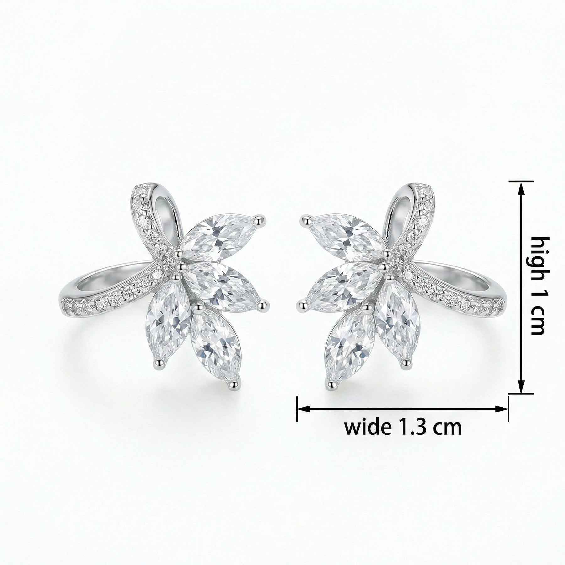Marquise Floral Ribbon Stud Earrings – sterling silver earrings