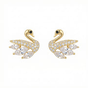 Swan-Shaped Stud Earrings – sterling silver earrings, front view