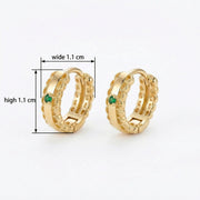 Textured Hoops with Green Gemstones – sterling silver earrings