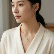 Heart and Flower Jade Donut Necklace – jade necklace, side detail