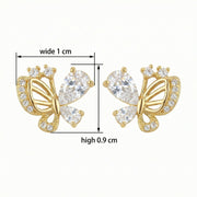 Butterfly Studs, Pear and Round Cuts – sterling silver earrings, side detail