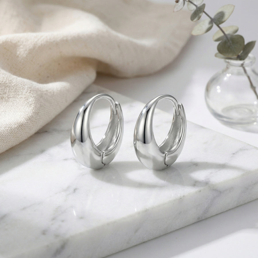 Chunky Teardrop Hoop Earrings – sterling silver earrings
