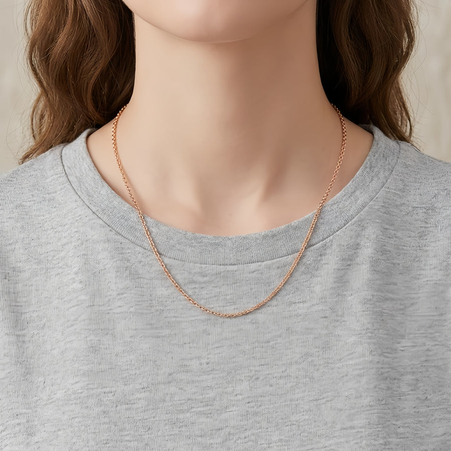 rose-gold-plated Italian Rope Chain Necklace – gold-plated necklace, side detail