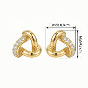 Interlocking Three-Loop Knot Studs – sterling silver earrings, side detail