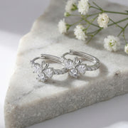 Clover Heart Zirconia Hoop Earrings – zircon earrings, front view