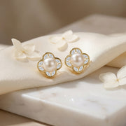 Pearl Quatrefoil Stud Earrings – pearl earrings