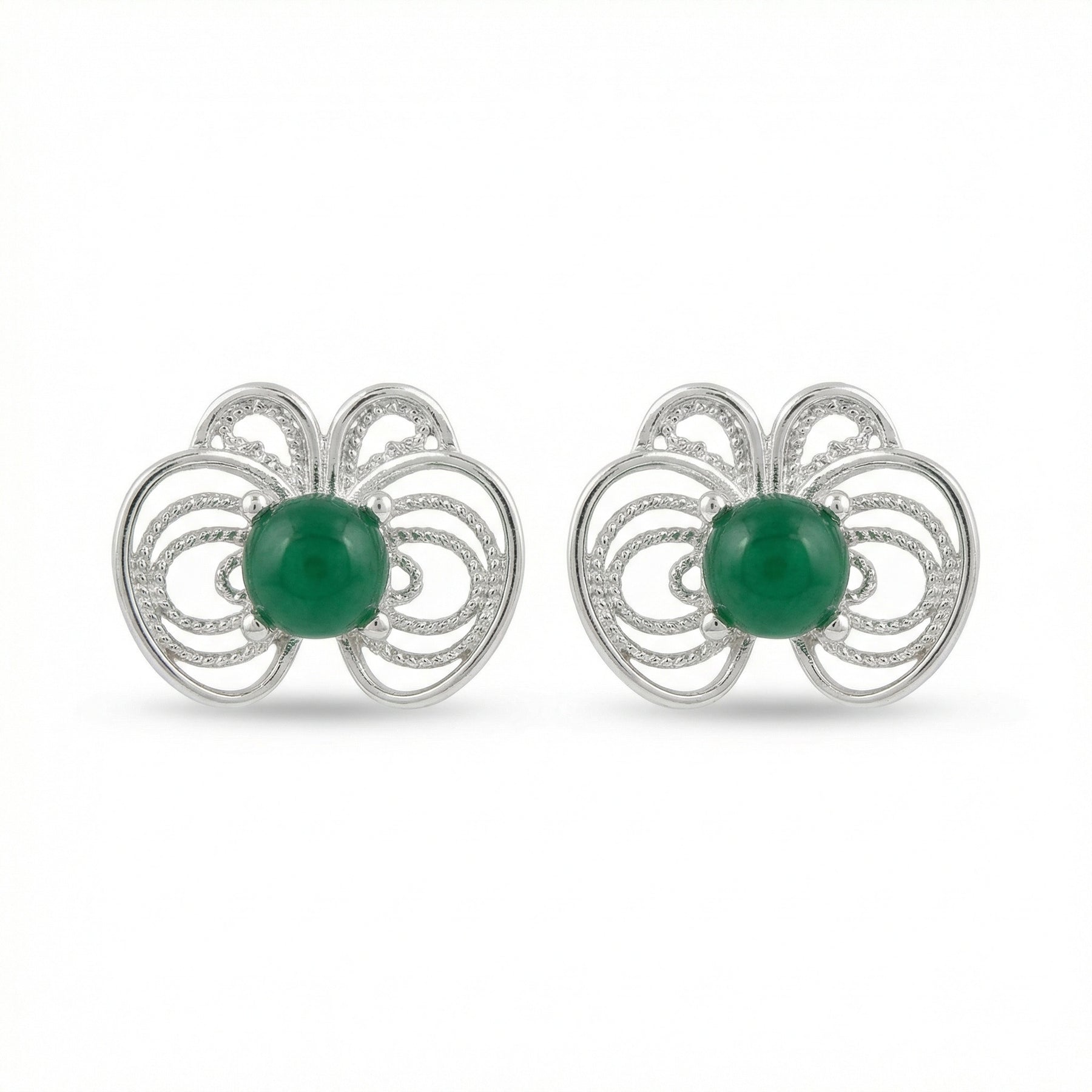 Filigree Butterfly Stud Earrings – sterling silver earrings, close-up