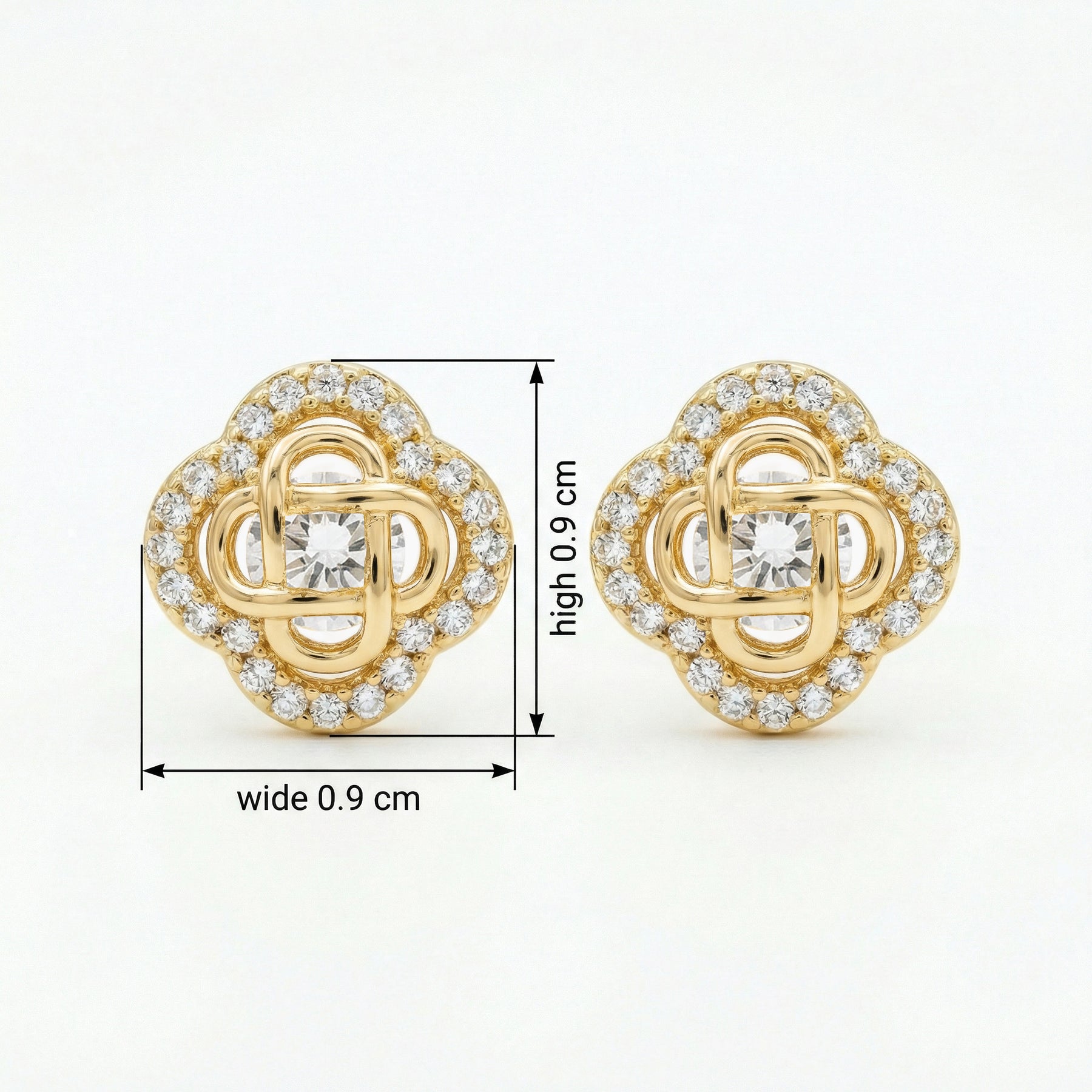 Interlocking Quatrefoil Stud Earrings – sterling silver earrings, front view