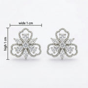 Floral Trefoil Marquise Stud Earrings – sterling silver earrings, side detail