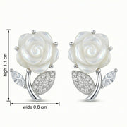 Mother-of-Pearl Rose Leaf Earrings – mother-of-pearl earrings, close-up