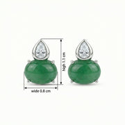 Jadeite Cabochon Pear-Cut Stud Earrings – jade earrings, close-up