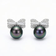 Tahitian Pearl Bow Stud Earrings – pearl earrings