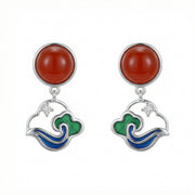 Chinese-Style Carnelian Cloud Earrings – carnelian earrings, side detail