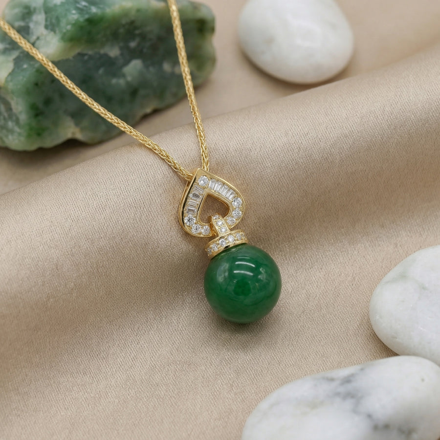 Round Jade Sphere Necklace – jade necklace, front view
