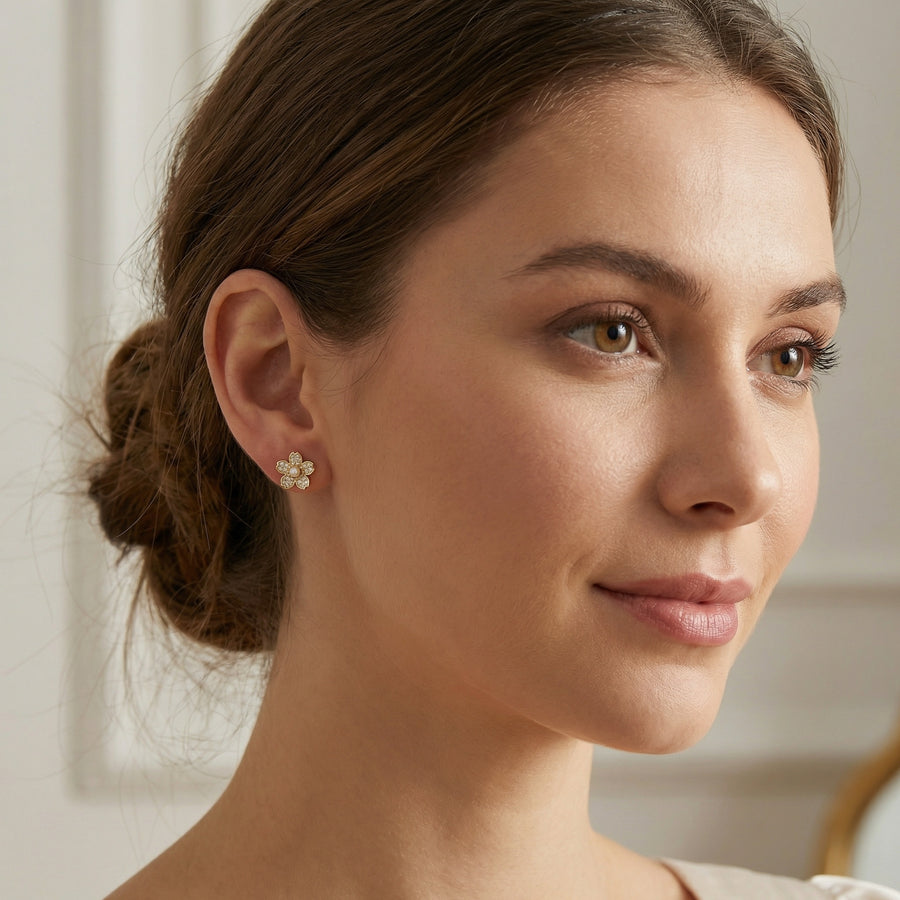 Pearl Cherry Blossom Stud Earrings – pearl earrings