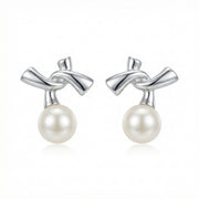 Abstract Knot Pearl Drop Earrings – pearl earrings