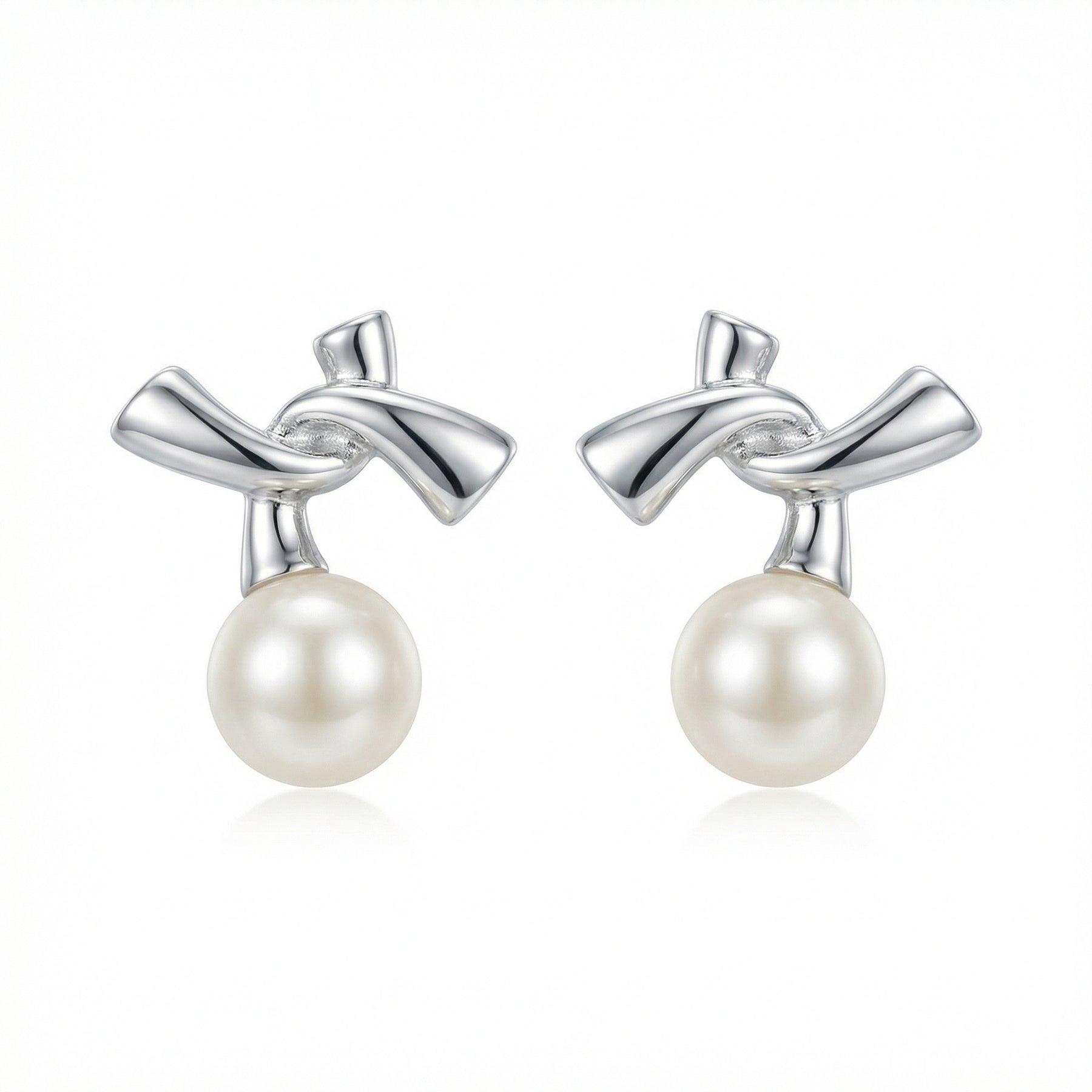 Abstract Knot Pearl Drop Earrings – pearl earrings