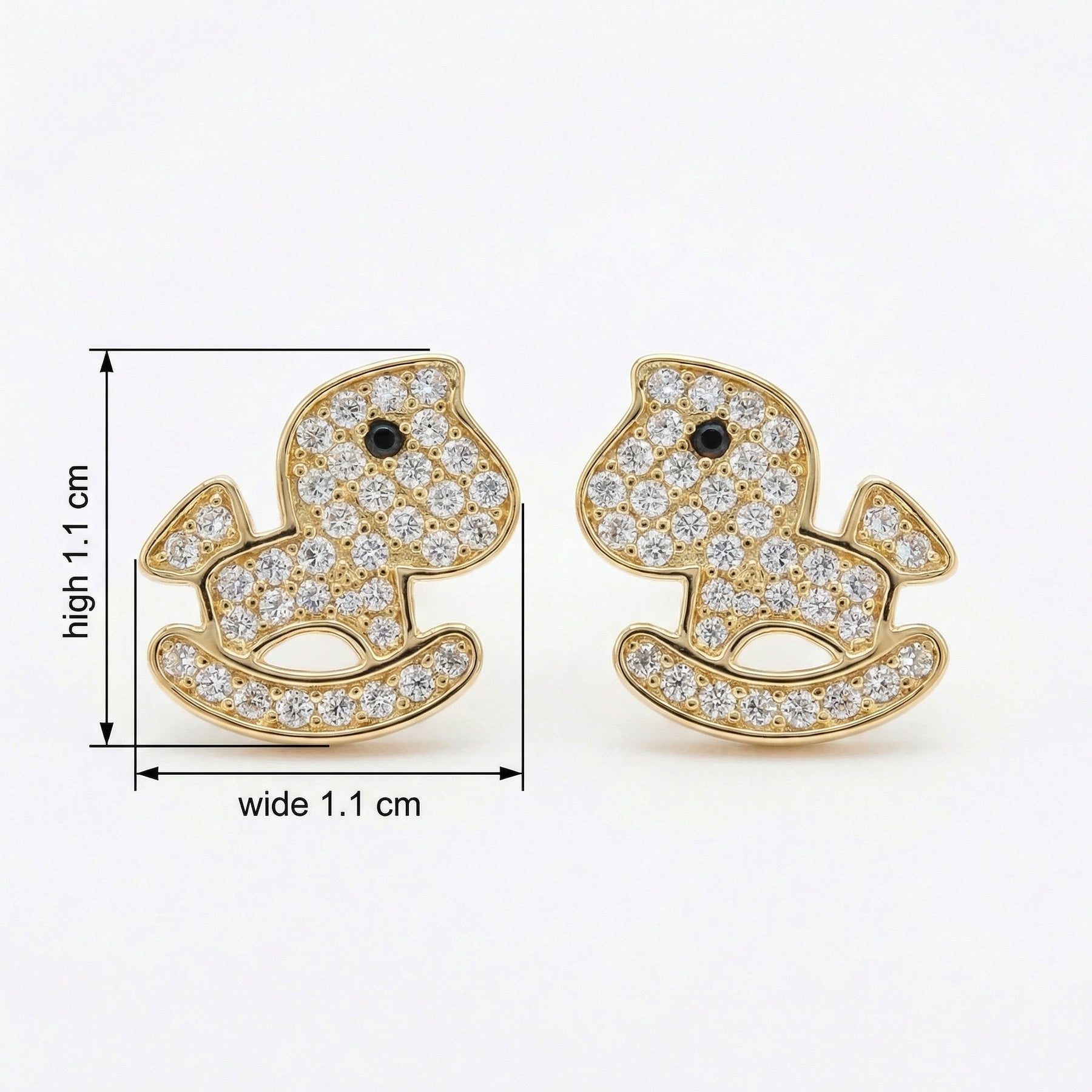 Rocking Horse Stud Earrings – sterling silver earrings, front view
