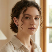 Oxidized Feather Half-Hoop Earrings – sterling silver earrings, front view