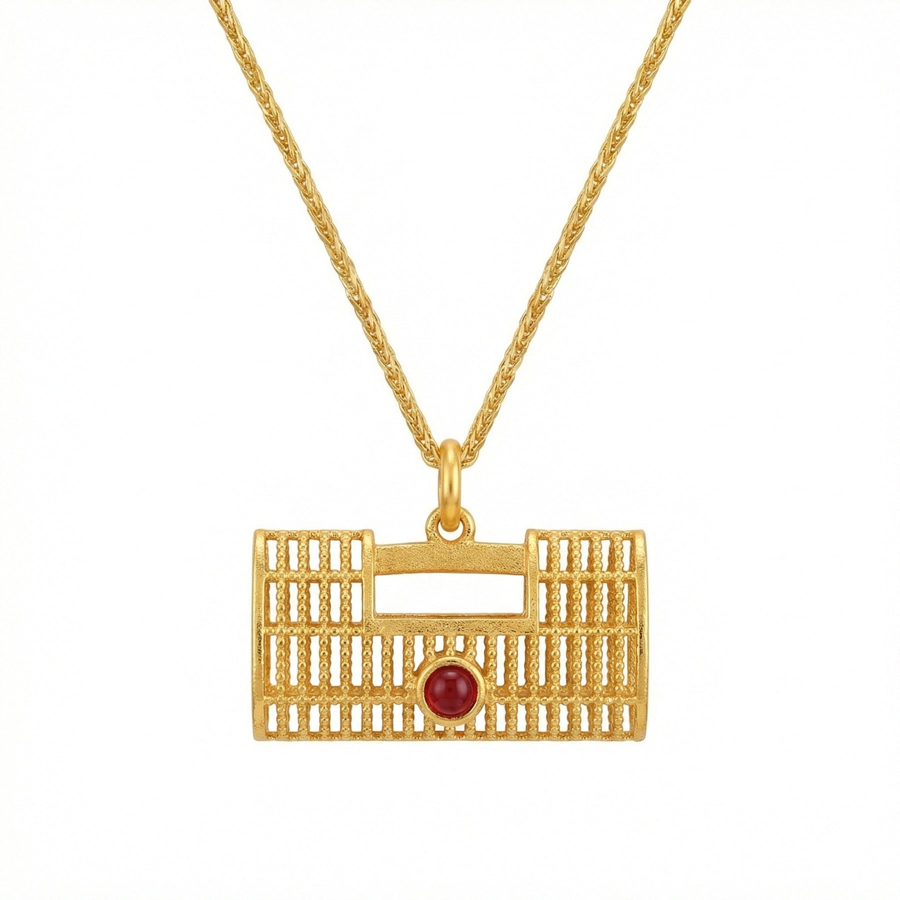 Abacus Garnet Filigree Necklace – sterling silver necklace, close-up