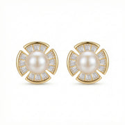 Pearl Fan-Shaped Stud Earrings – pearl earrings