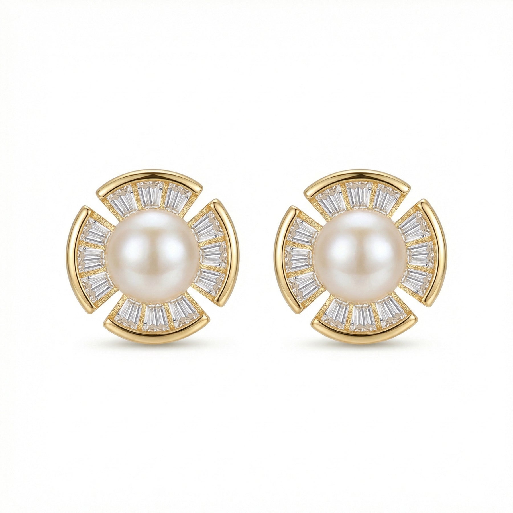 Pearl Fan-Shaped Stud Earrings – pearl earrings