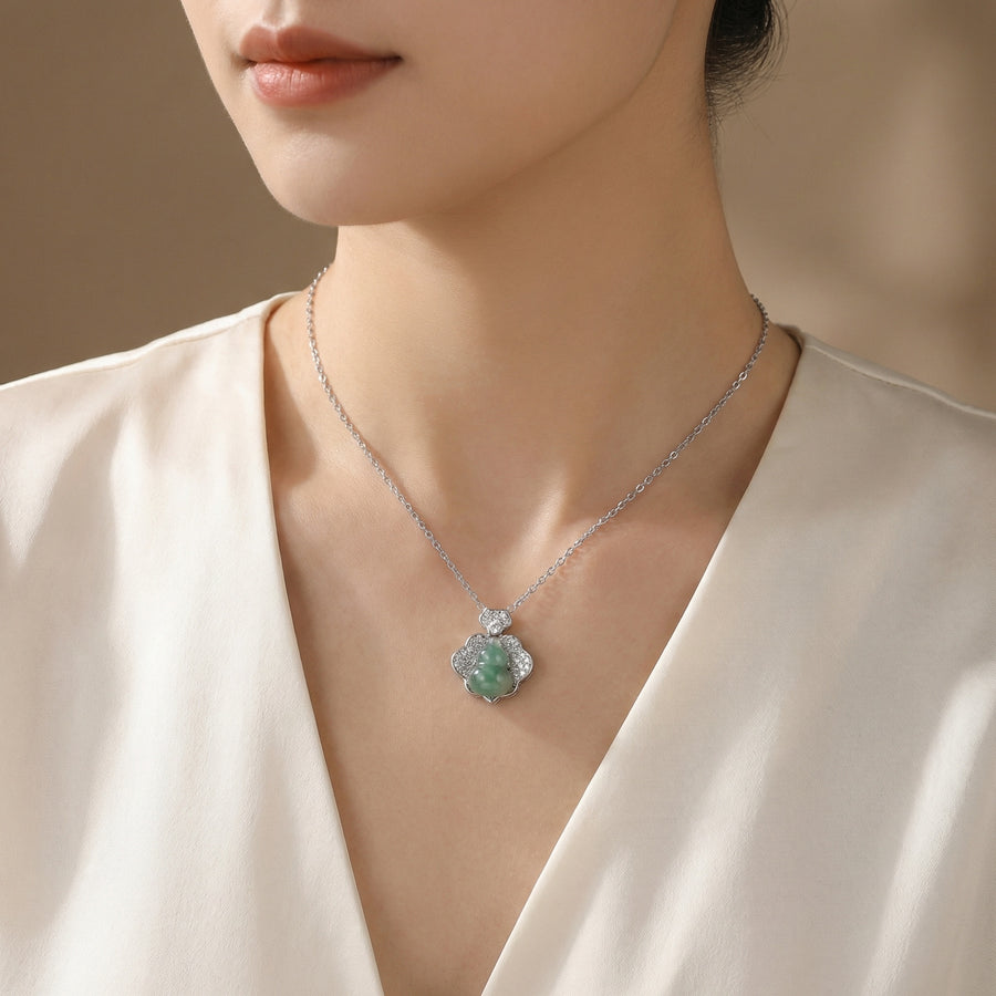 Jade Sparkling stone Gourd Flower Necklace – jade necklace