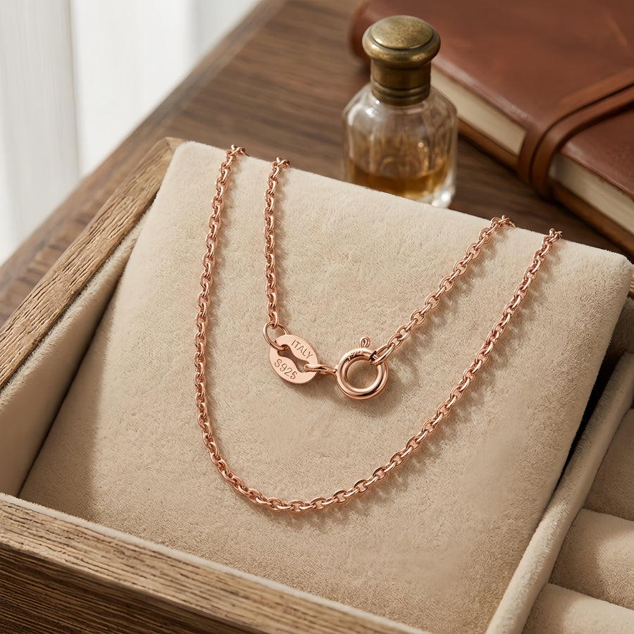 rose-gold-plated Italian Rope Chain Necklace – gold-plated necklace, front view