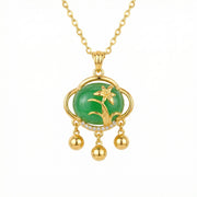 Deep green Floral Triple Dangle Necklace – green stone earrings