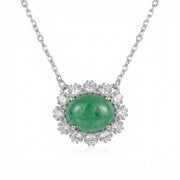 Jadeite Cabochon Halo Necklace – jade necklace