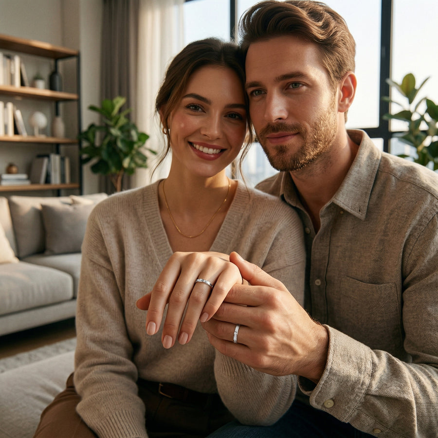 Textured Band Couple Rings – sterling silver ring