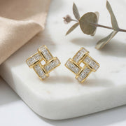 Interlocking Square Stud Earrings – sterling silver earrings, side detail