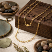 18K gold-plated Paperclip Chain Necklace – gold-plated necklace, side detail