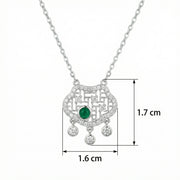 Geometric Green stone Pendant Necklace – green stone necklace, front view