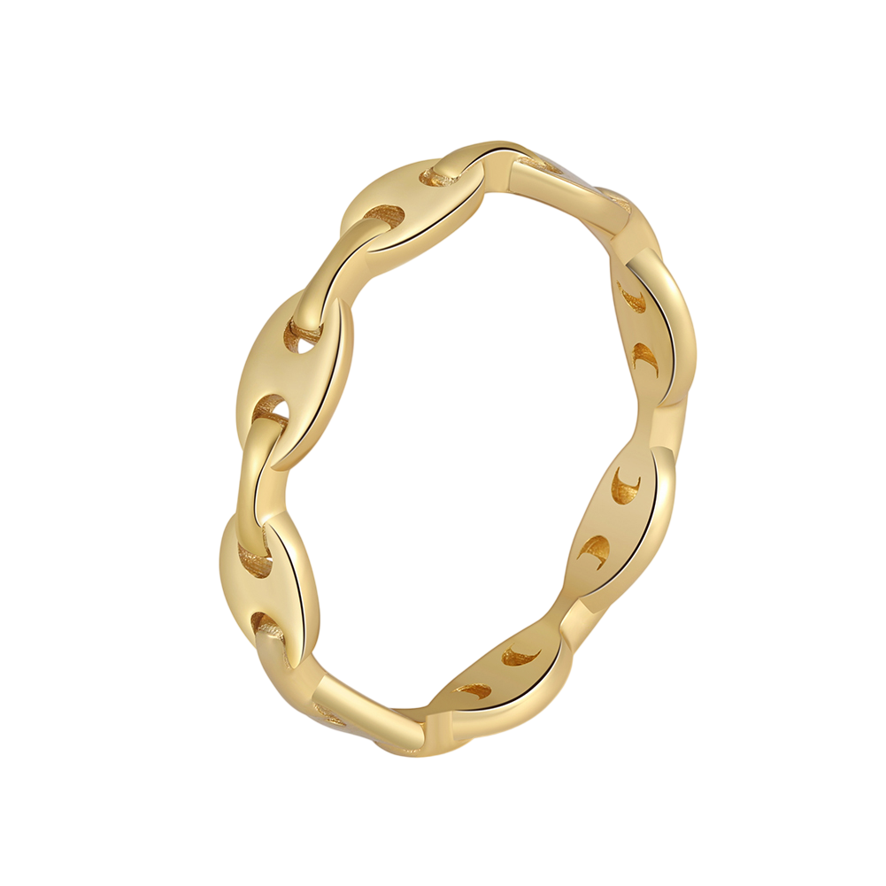 gold-tone Chain Ring with Moon Phase Cutouts – sterling silver ring