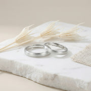 Brushed Silver Matching Couple Rings – sterling silver ring, close-up
