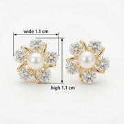 Floral Pearl Stud Earrings, Spring – pearl earrings, side detail