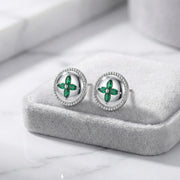 Green Marquise Flower Stud Earrings – sterling silver earrings