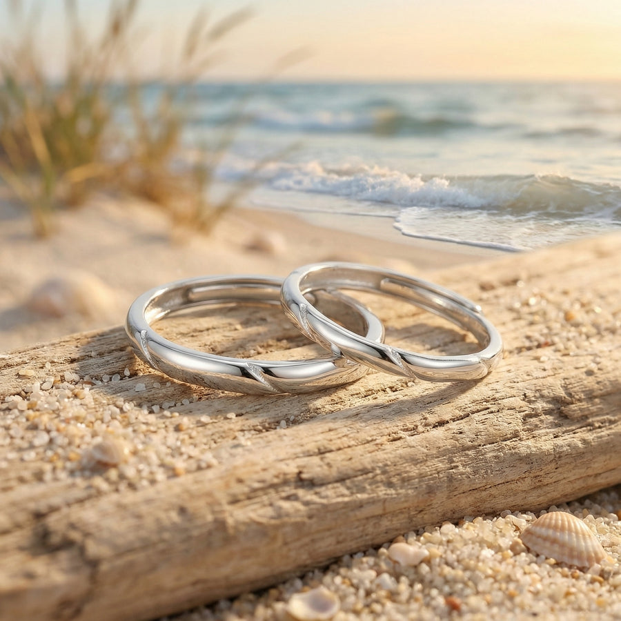 Twisted Wave Couple Rings Set – sterling silver ring